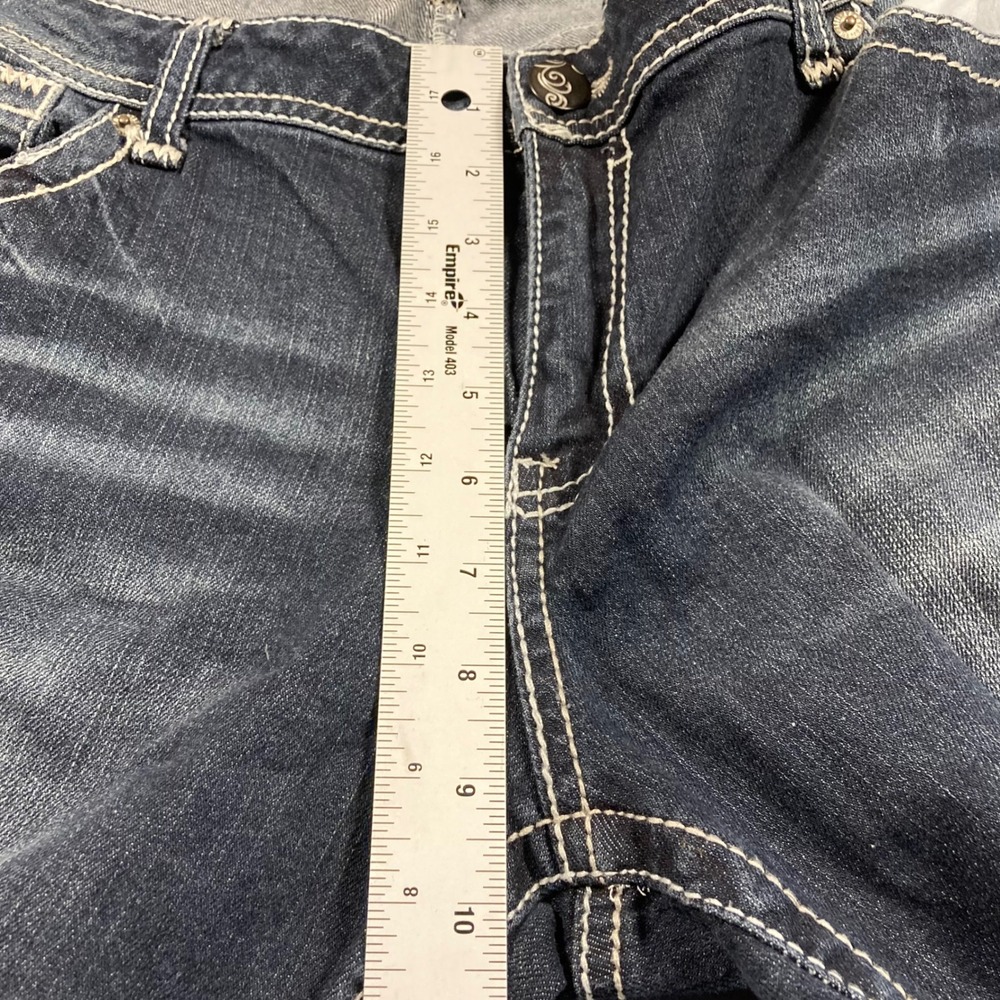 twentyone black Jeans Womens 15/16 Blue Straight Mid Rise Distressed Dark Wash - Picture 3 of 8